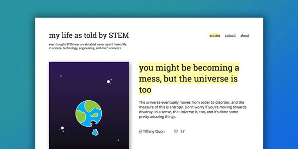 mockup for my life as told by stem, a website concept